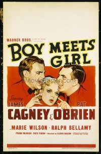 3108 BOY MEETS GIRL window card '38 James Cagney, Pat O'Brien