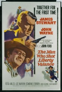 JW 292 MAN WHO SHOT LIBERTY VALANCE one-sheet movie poster '62 John Wayne