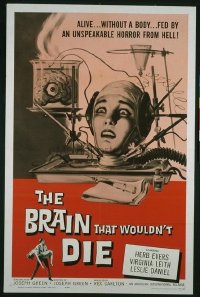 VHP7 349 BRAIN THAT WOULDN'T DIE one-sheet movie poster '62 classic image!
