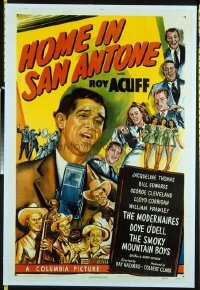 t260 HOME IN SAN ANTONE linen one-sheet movie poster '49 Roy Acuff sings!