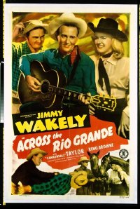 t144 ACROSS THE RIO GRANDE linen one-sheet movie poster '49 Jimmy Wakely