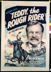 1065 TEDDY THE ROUGH RIDER linenbacked one-sheet movie poster R46 Pres. Roosevelt