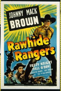 t423 RAWHIDE RANGERS linen one-sheet movie poster '41 Johnny Mack Brown