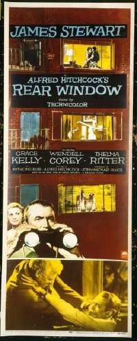 #213 REAR WINDOW insert movie poster '54 Alfred Hitchcock, Stewart!