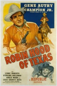 t352 ROBIN HOOD OF TEXAS linen one-sheet movie poster '47 Gene Autry