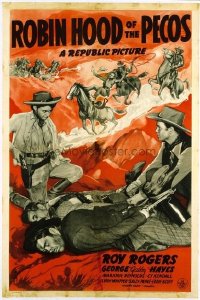 t117 ROBIN HOOD OF THE PECOS linen one-sheet movie poster '41 Roy Rogers