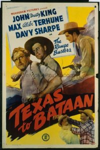 t320 TEXAS TO BATAAN linen one-sheet movie poster '42 The Range Busters!