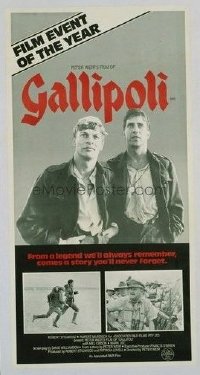 v113 GALLIPOLI linen Aust daybill '81 Weir, Mel Gibson
