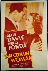 1607 THAT CERTAIN WOMAN one-sheet movie poster '37 Bette Davis, Henry Fonda