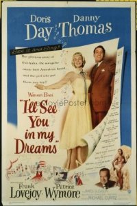 1551 I'LL SEE YOU IN MY DREAMS one-sheet movie poster '52 Doris Day, Curtiz