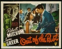 VHP7 061 OUT OF THE PAST lobby card #6 '47 signed by Mitchum & Greer!
