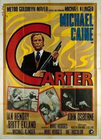 #370 GET CARTER Italian two-panel movie poster '71 Michael Caine, Ekland!