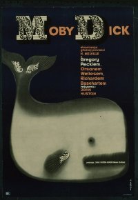 v484 MOBY DICK ('56)  Polish 18x26 '61 great whale artwork!