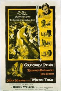 1045 MOBY DICK linenbacked one-sheet movie poster '56 Gregory Peck, Orson Welles