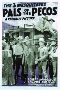 t120 PALS OF THE PECOS linen one-sheet movie poster '41 Three Mesquiteers