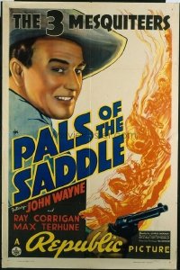 JW 142 PALS OF THE SADDLE one-sheet movie poster '38 great John Wayne image!