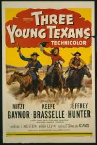 t204 THREE YOUNG TEXANS linen one-sheet movie poster '54 Gaynor, Brasselle