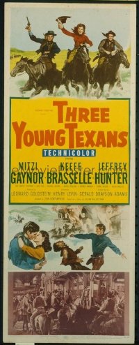 t189 THREE YOUNG TEXANS insert movie poster '54 Gaynor, Brasselle