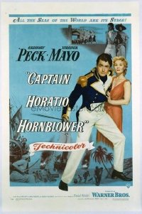 1024 CAPTAIN HORATIO HORNBLOWER linenbacked one-sheet movie poster '51 Greg Peck