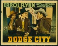 2143 DODGE CITY lobby card '39 classic cowboy Errol Flynn!
