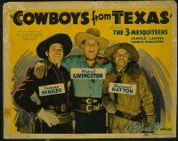 t342 COWBOYS FROM TEXAS title lobby card '39 The Three Mesquiteers!