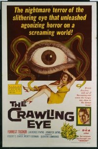 VHP7 293 CRAWLING EYE one-sheet movie poster '58 classic grade Z horror image!