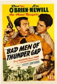 t312 BAD MEN OF THUNDER GAP linen one-sheet movie poster '43 Texas Rangers!
