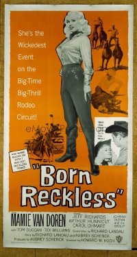 1005 BORN RECKLESS linenbacked three-sheet movie poster '59 sexy Mamie Van Doren!