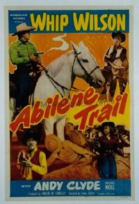 t267 ABILENE TRAIL linen one-sheet movie poster '51 Whip Wilson, Andy Clyde