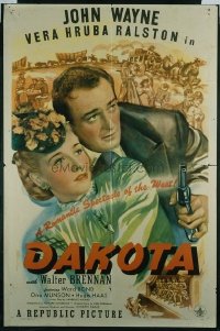 JW 229 DAKOTA one-sheet movie poster '45 John Wayne & Vera Hruba Ralston!