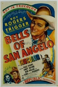 t314 BELLS OF SAN ANGELO linen one-sheet movie poster '47 Roy Rogers