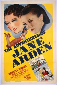 1017 ADVENTURES OF JANE ARDEN linenbacked one-sheet movie poster '39 comic strip!