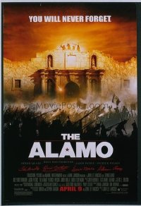 t101 ALAMO DS advance one-sheet movie poster '04 Billy Bob Thornton, Quaid