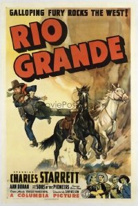 t127 RIO GRANDE linen one-sheet movie poster '38 Charles Starrett, Doran
