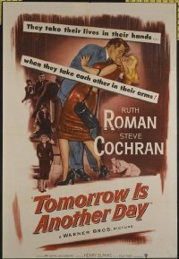 1609 TOMORROW IS ANOTHER DAY one-sheet movie poster '51 Ruth Roman, Cochran