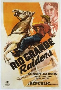 t125 RIO GRANDE RAIDERS linen one-sheet movie poster '46 Sunset Carson