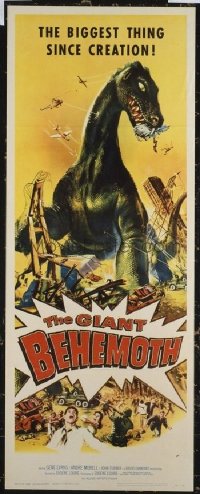VHP7 402 GIANT BEHEMOTH insert movie poster '59 great dinosaur image!