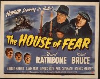 #230 HOUSE OF FEAR title lobby card '44 Rathbone is Sherlock Holmes!!