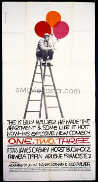 VHP7 470 ONE TWO THREE three-sheet movie poster '62 Billy Wilder pictured!