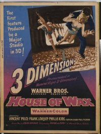 v208 HOUSE OF WAX  30x40 '53 Vincent Price, cool 3-D!