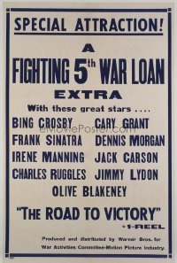 1056 ROAD TO VICTORY linenbacked one-sheet movie poster '44 Sinatra, Crosby, Grant