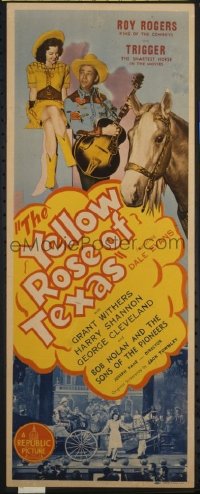 t369 YELLOW ROSE OF TEXAS insert movie poster '44 Roy Rogers, Evans