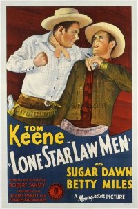 t158 LONE STAR LAW MEN linen one-sheet movie poster '41 fighting Tom Keene!