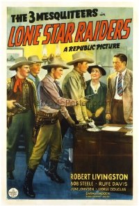 t166 LONE STAR RAIDERS linen one-sheet movie poster '40 Three Mesquiteers!