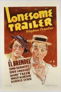 1041 LONESOME TRAILER linenbacked one-sheet movie poster '36 El Brendel comedy!
