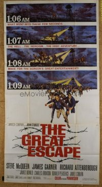 #349 GREAT ESCAPE three-sheet movie poster '63 McQueen & Bronson classic!!