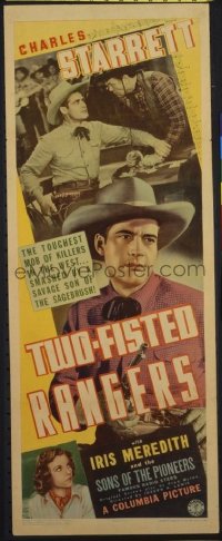 t414 TWO-FISTED RANGERS insert movie poster '40 Charles Starrett