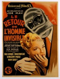 v207 INVISIBLE MAN RETURNS linen French 22x30 '47 Vincent Price