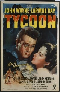 JW 234 TYCOON style A one-sheet movie poster '47 great John Wayne close up!
