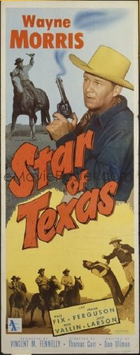 t367 STAR OF TEXAS insert movie poster '53 Wayne Morris w/gun!